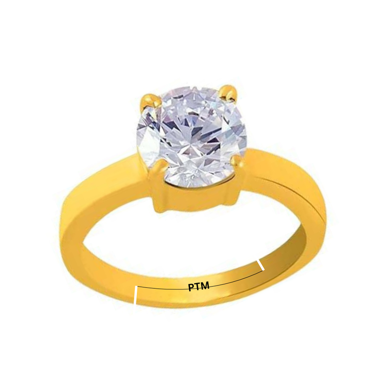 PTM American Diamon/Zircon 3.25 to 10.25 Ratti or 3.00 to 9.50 Carat Astrological Certified Gemstone Panchdhatu/5 Metals Gold Plated Adjustable Ring for Men Women