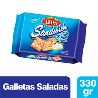 5173 | Galletitas Sandwich Tripack Sin Sal Leiva X 300 Gr