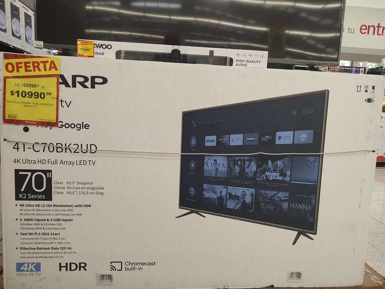 Soriana Sharp Smart TV Led 70 4K UHD HDR AndroidTv 