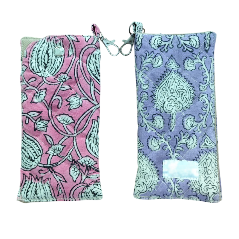 Elegant Hand Block Printed Goggle Case - Set of 2 Pattern - 4