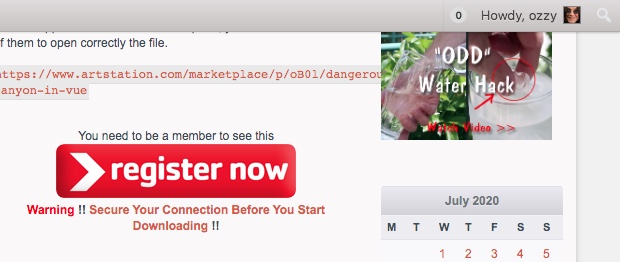 Registration to download screenshot