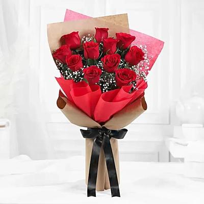 11 Romantic Red Roses Bouquet Image
