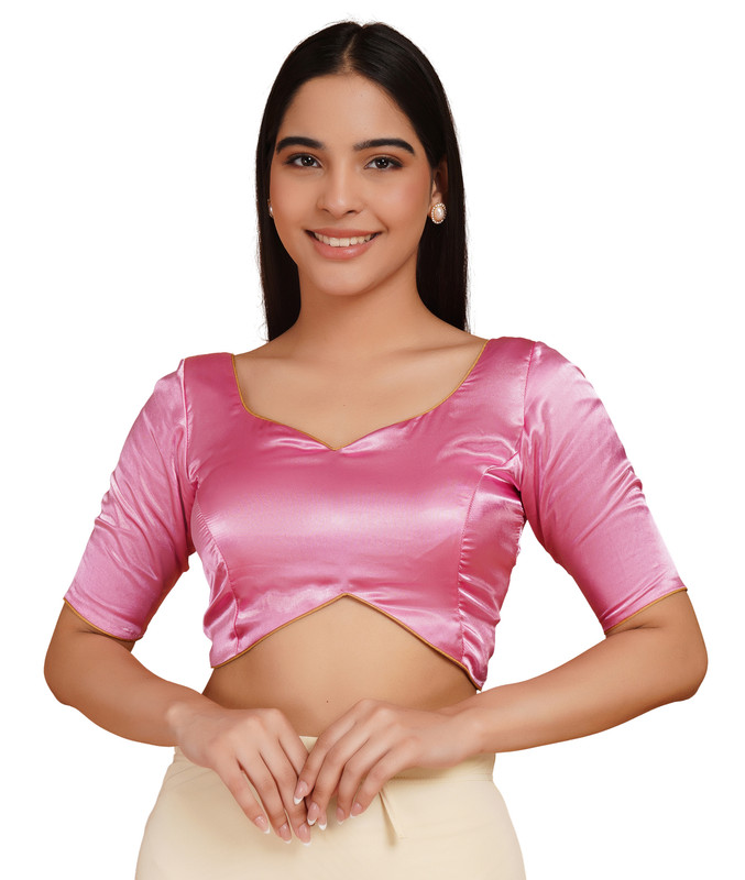 Women’s Designer Satin Saree Blouse Sweetheart Neck Readymade Corset Back Tie-Up