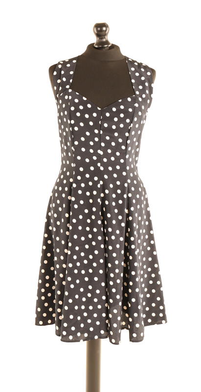 Black CrossStrap Polka Dot Dress - Adult 12