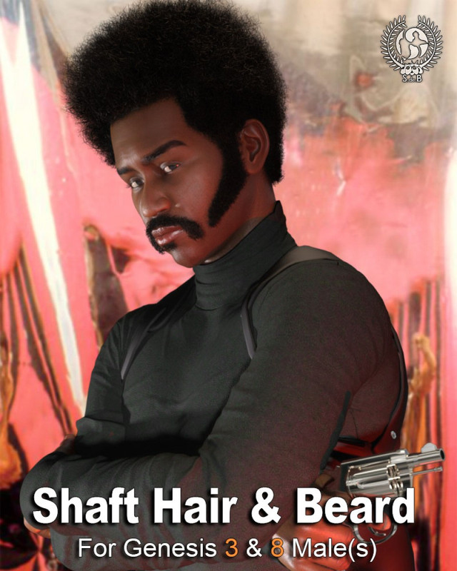 Shaft Hair and Beard Styles for Genesis 3 and 8 Male(s)