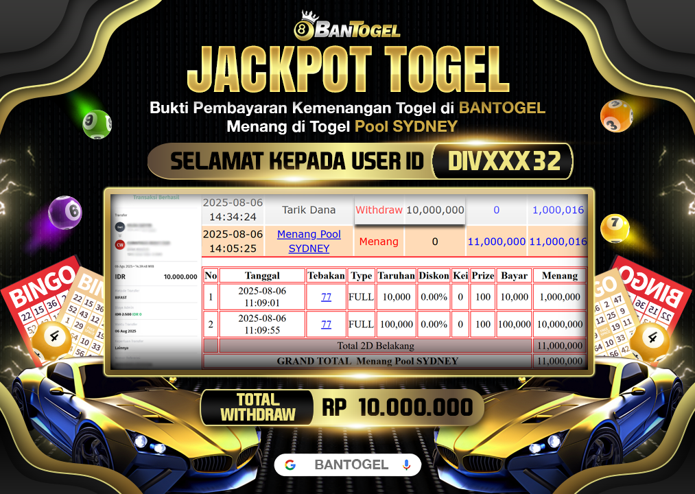 BUKTI JACKPOT LUNAS BANTOGEL
