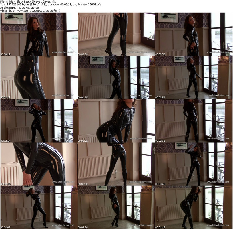 Olivia - Black Latex Sleeved Dress_s