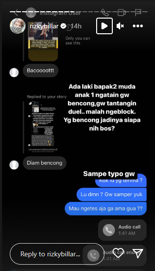 Rizky Billar tantang duel haters yang menghinanya di Instagram.