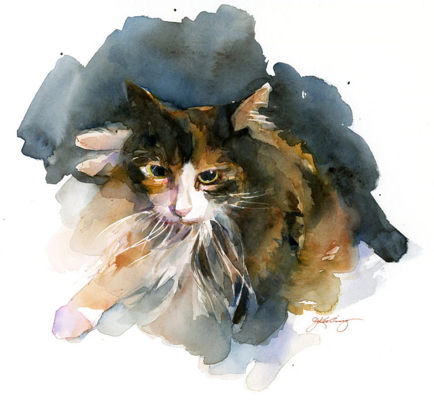 2-John-Keeling-Calico-Cat-2015-watercolor-Meister-Drucke-382496