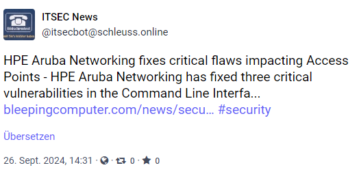 Schwachstellen in HPE Aruba Networks Access Points Schwachstellen in HPE Aruba Networks Access Points