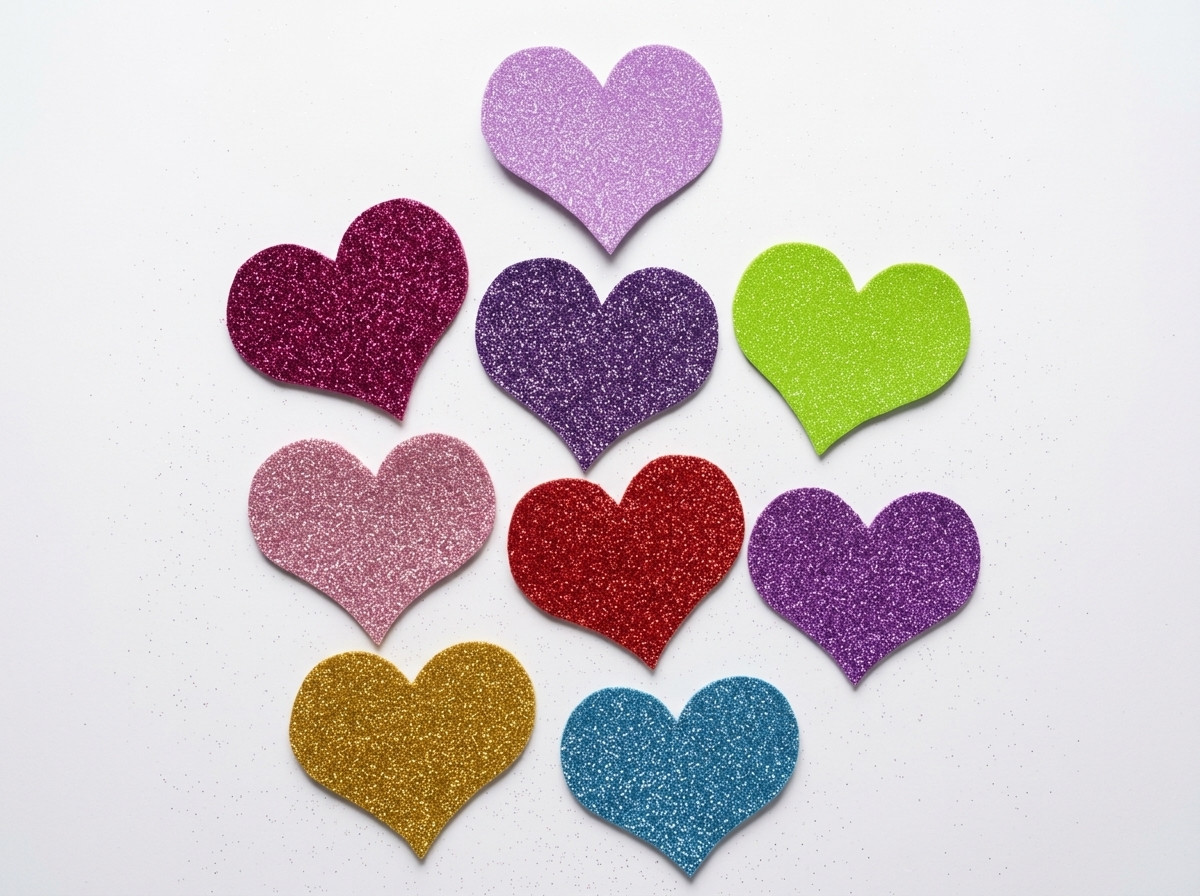 Set Figuras adornos en foamy plano y escarchado corazón 12pz