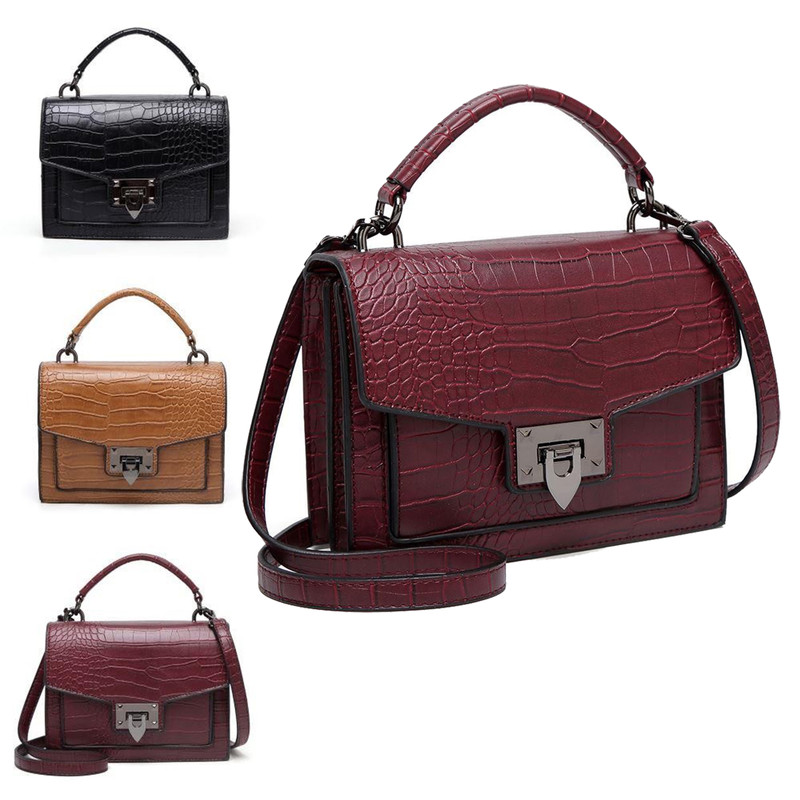Details About Womens Handbag Croc Cross Body Satchel Faux Leather Shoulder Bag