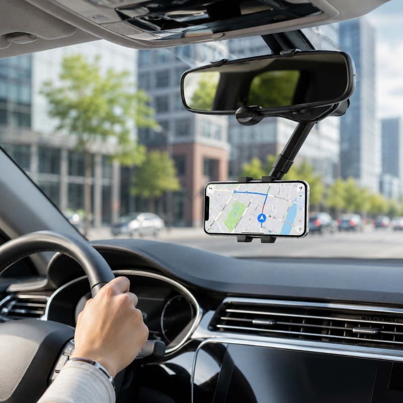 Universal Car Rear View Mirror Phone Holder – 360° Adjustable Smartphone Mount 9 360 Degree Rear View Mirror Phone Holder