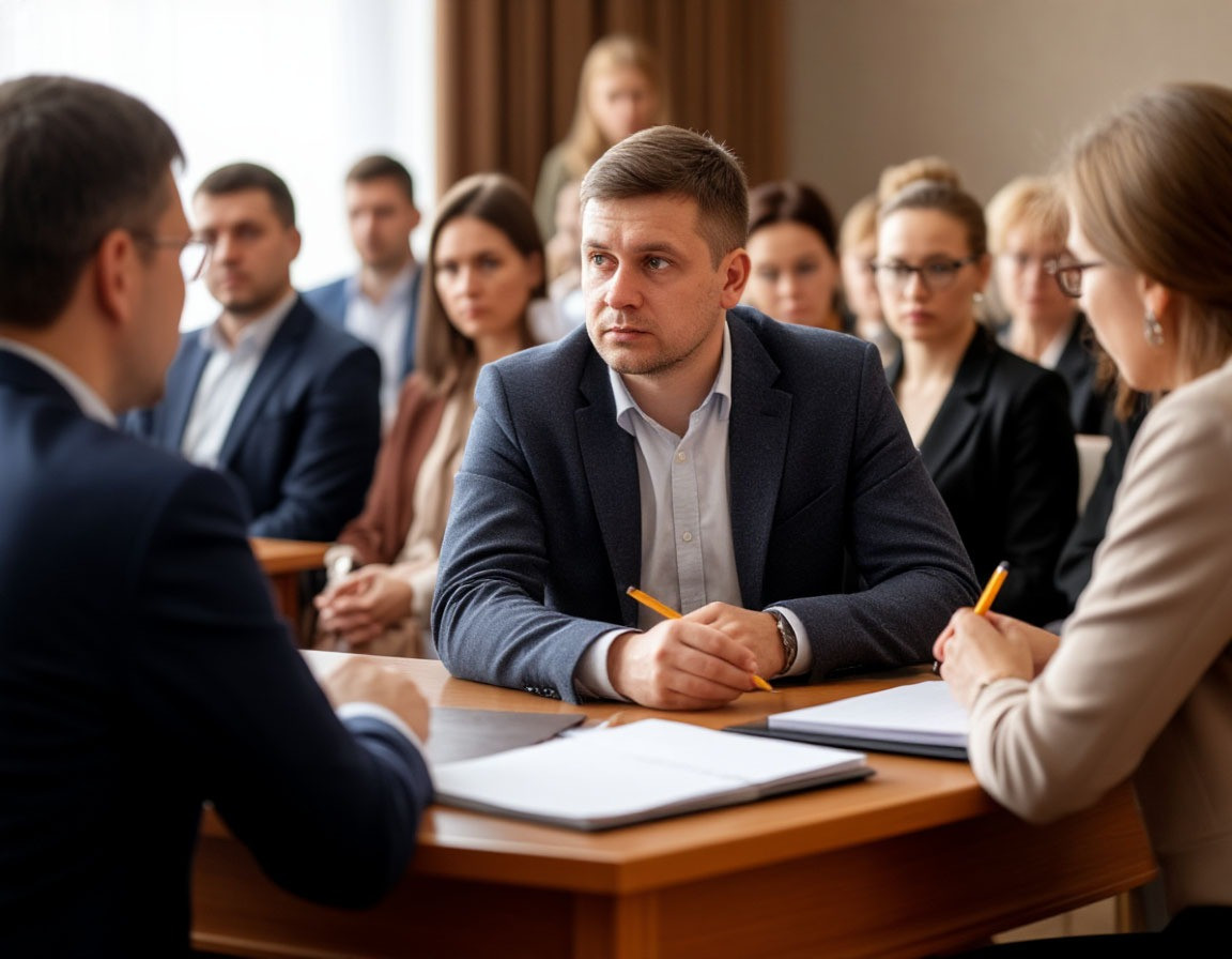 Комиссия слушает доклад студента