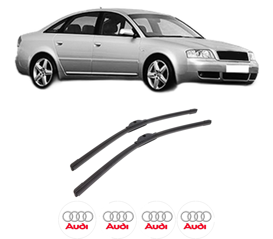 Set stergatoare auto AUDI A6 C5 (4B2, 4B4) din 1997-2005, pentru parbriz auto, 2 bucati, Bosch Aerotwin, din cauciuc siliconat rezistent, 4 Stickere Auto AUDI
