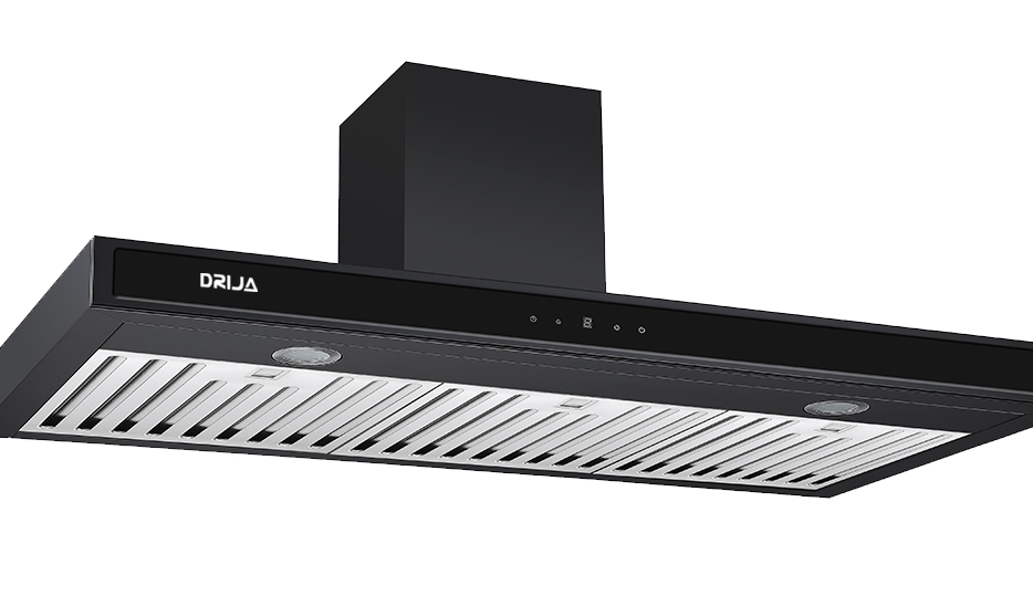 Extractor de Grasa Drija Quadrato 90 Black con acabado negro y panel de vidrio.