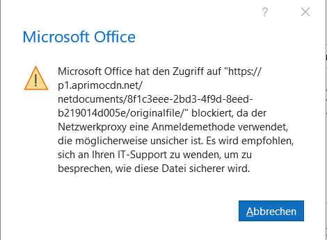 Office versucht aprimocdn.net zu kontaktieren