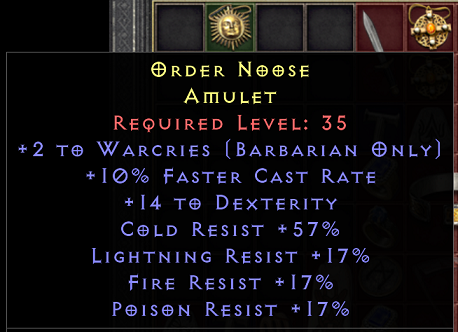 HCNL Barb Amulet lvl35 2wc 10fcr 14dex 17 res 40 cr