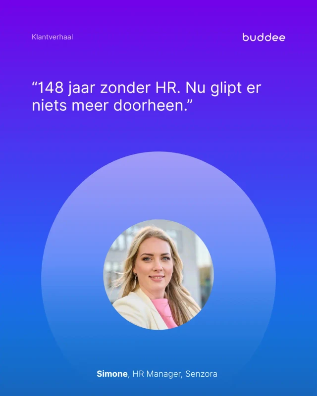 Quote van Simone, HR Manager bij Senzora: over het belang van een waardige offboarding als werkgever, mogelijk gemaakt door geautomatiseerde werkstromen in Buddee.