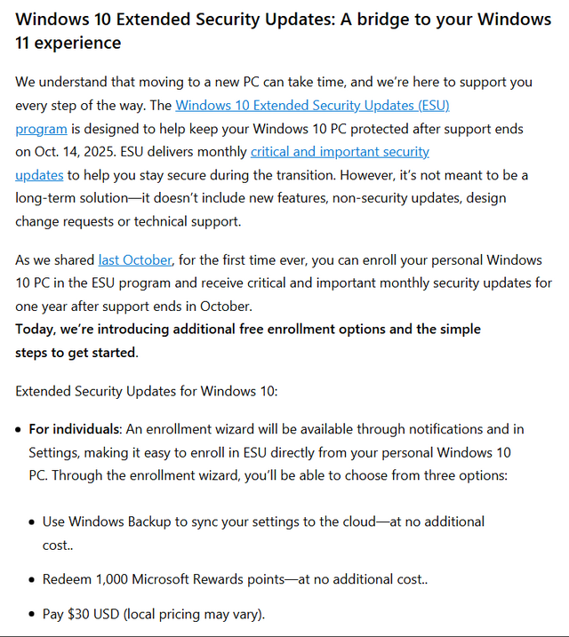 Windows 10 ESU