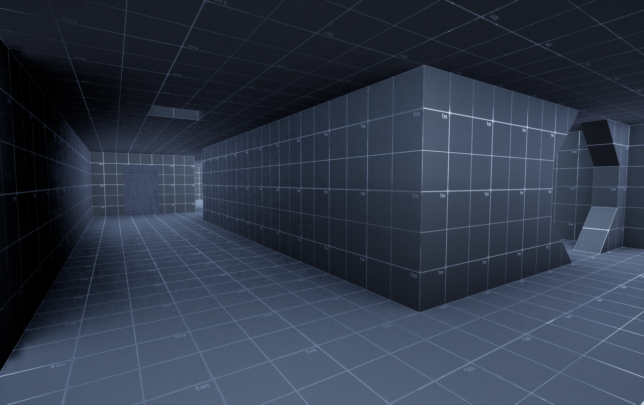 Interior facility corridor and junction space designed for navigation clarity and room-to-room flow