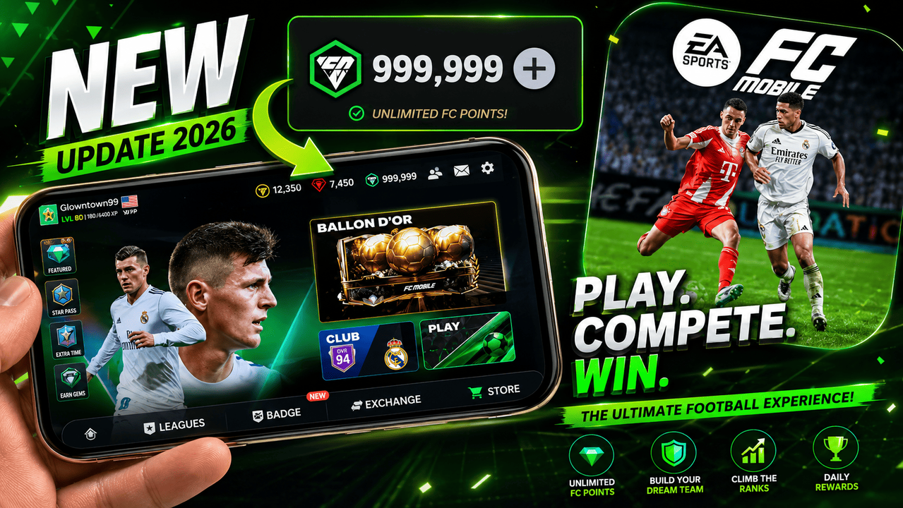 FC Mobile Mod APK 2026 game information unlimited coins mod menu