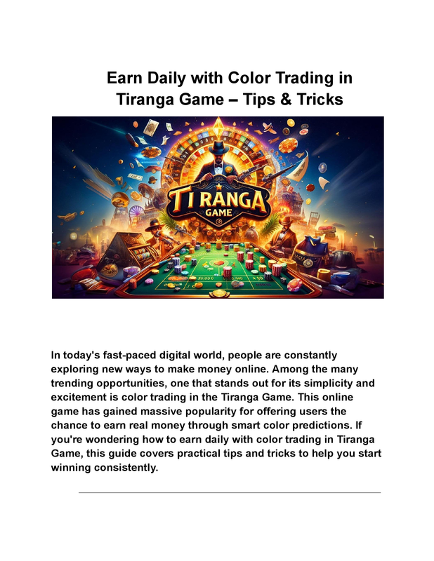 Earn Daily with Color Trading in Tiranga Game – Tips & Tricks