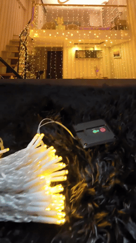 CORTINA AMBAR CON PANEL SOLAR 3 X 3 METROS