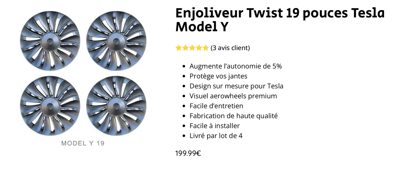 Enjoliveur 19 pouces Tesla Model Y - Tesmile