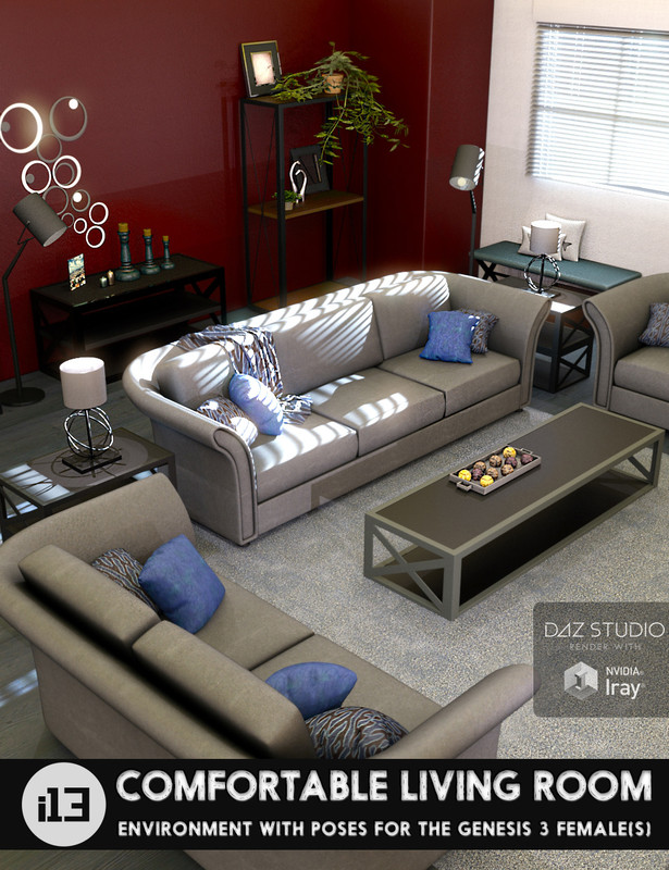 00 main i13 comfortable living room with poses for the genesis 3 females daz3d