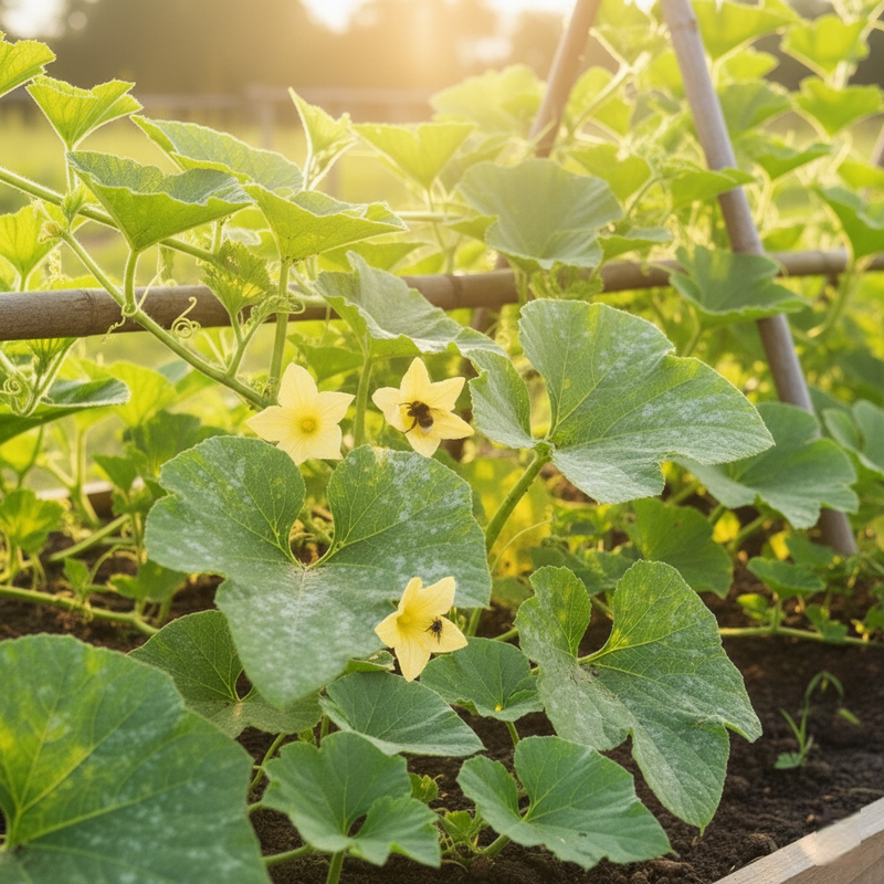 Bottle gourd flowering and pollination showing male and female flowers