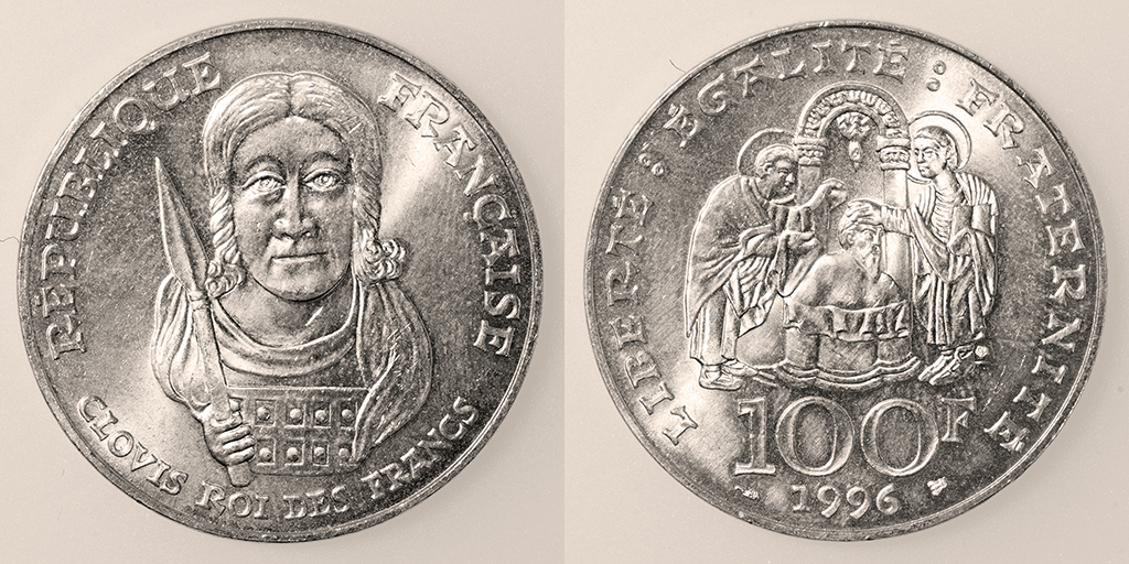 Las monedas de 100 francos de plata. Francia. V República. 1996