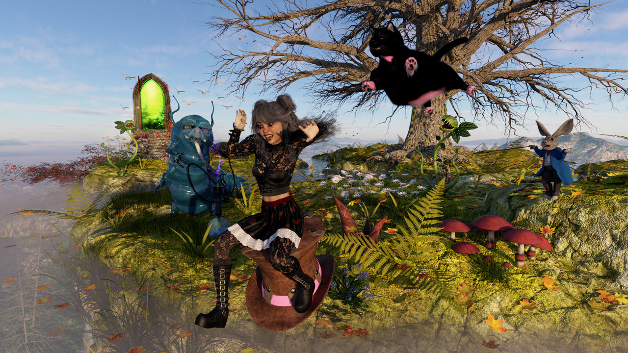 Dark Alice Cheshire White Rabbit And Absolem - Free Daz 3D Models