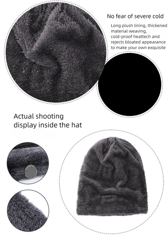 Black Men's 5-Piece Winter Essentials Set - Lined Beanie Hat, Neck Warmer