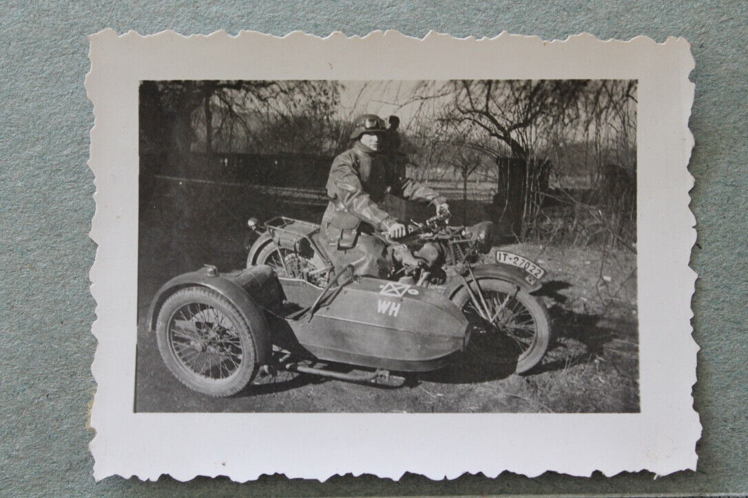 Foto Photo KY WK2 Wehrmacht Militär Motorrad Krad tarn camo Divisionskennzeichen