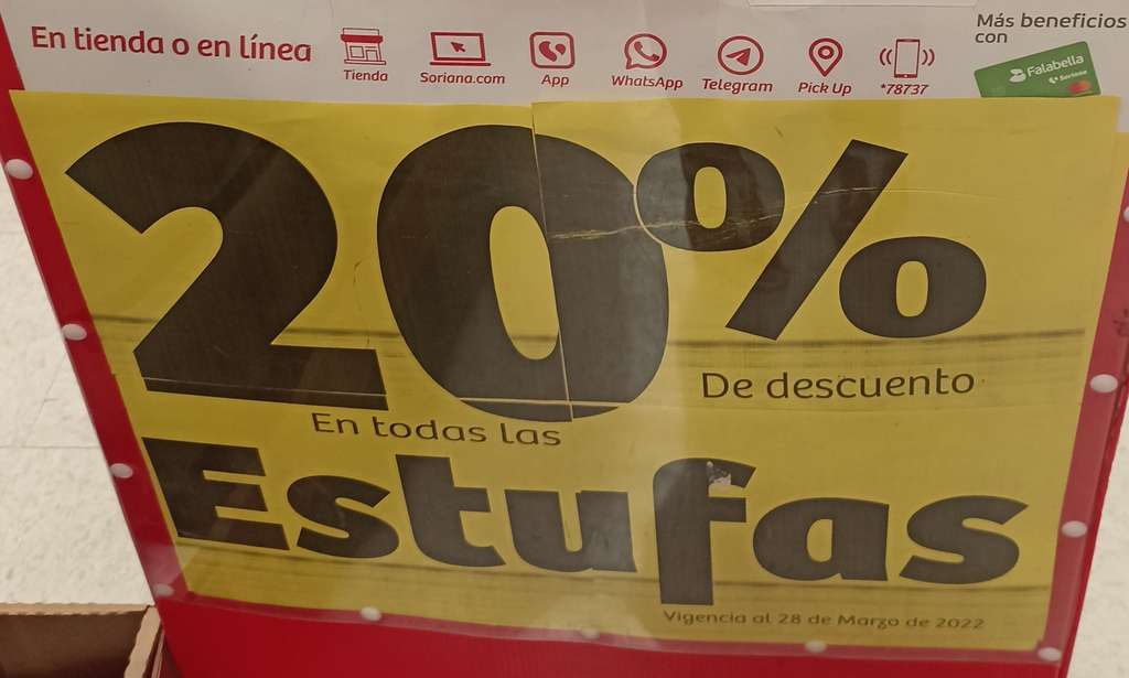 Soriana hiper: 20% descuento en gran variedad de estufas
