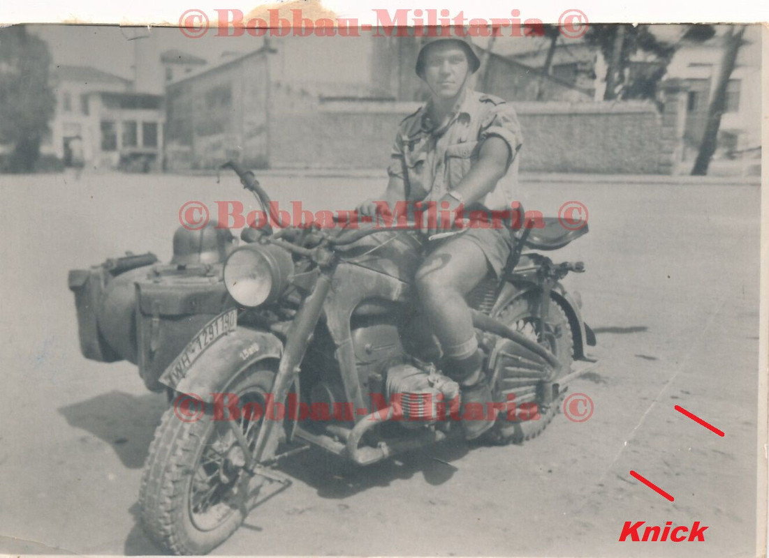 Griechenland Kreta 1944 Kriegsmarine Soldat mit Zündapp KS 750 Gespann bike