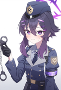 depth of field, 1girl, , haruka (blue archive), {{{{police uniform}}}}, blue arc s-2646168726