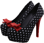 black-polkadot-heels-red-bow