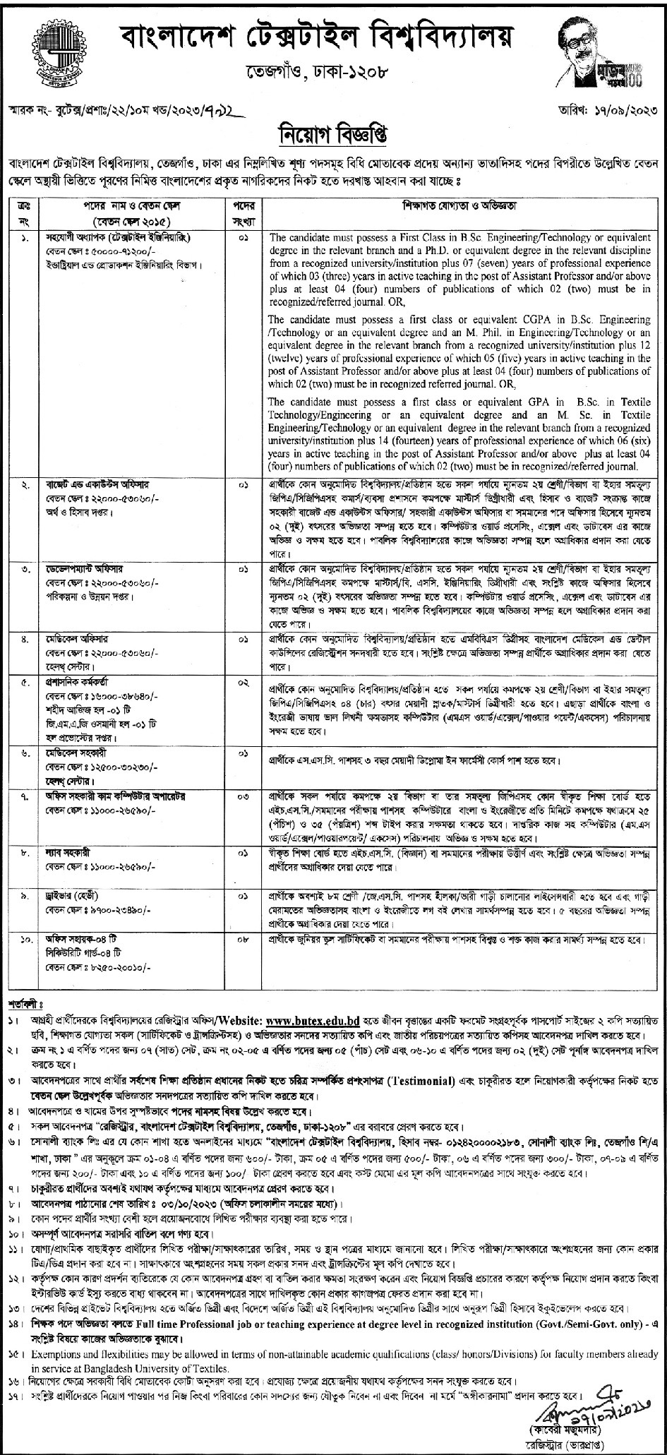 BUTEX Job Circular 2023