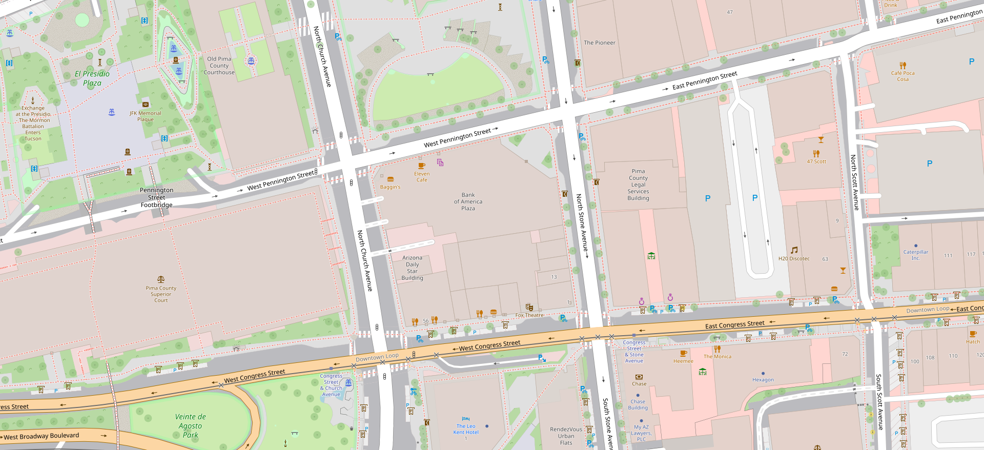 Image of Downtown Tucson with custom Carto rendering