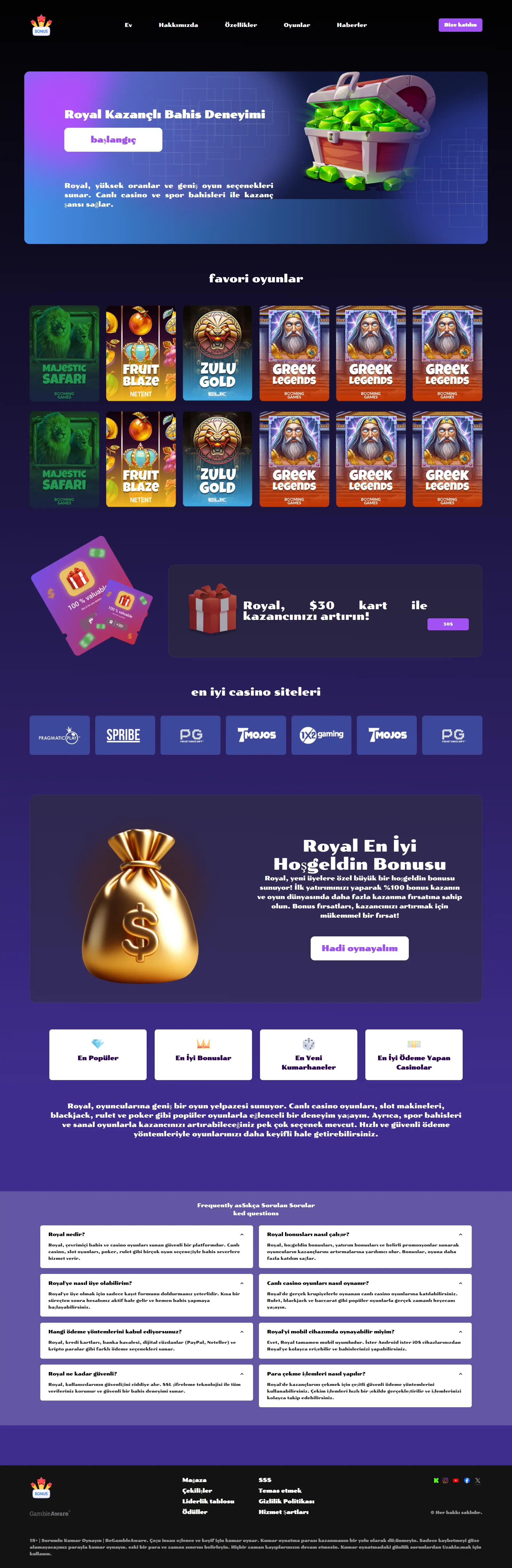 لندینگ پیج رویال / ترکی زبان