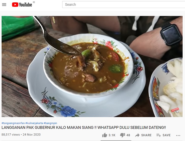 Seporsi tongseng kambing di Tongseng Mas Irfan, Menteng, Jakarta Pusat.