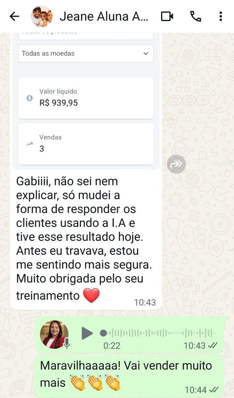 Aluna MVI mostrando resultados