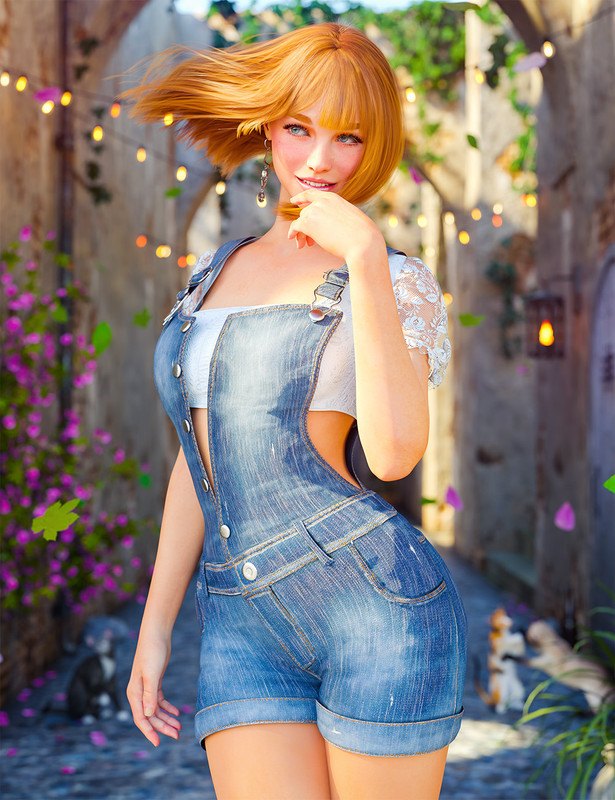 DForce Nellie Denim Dungarees Outfit For Genesis 8 8 1 And 9