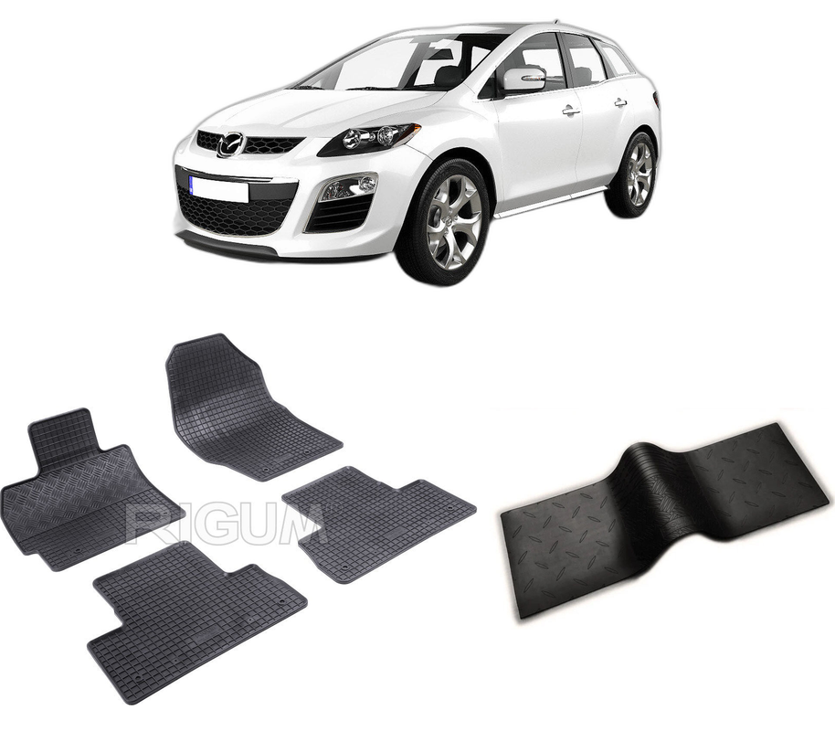 Set covorase auto MAZDA CX -7 din 07.2007-08.2012, cu covoras tunel median, CAROSERIE SUV DIESEL, Presuri cauciuc 100%, compatibil cu autoturismul MAZDA CX -7, Rigum