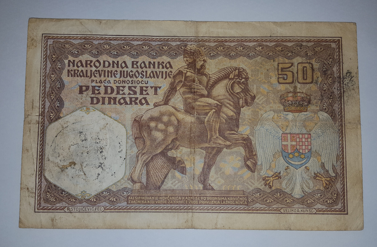 50 dinares 1931, Reino de Yugoslavia, la ocupación de Montenegro SGM 20220301-002131