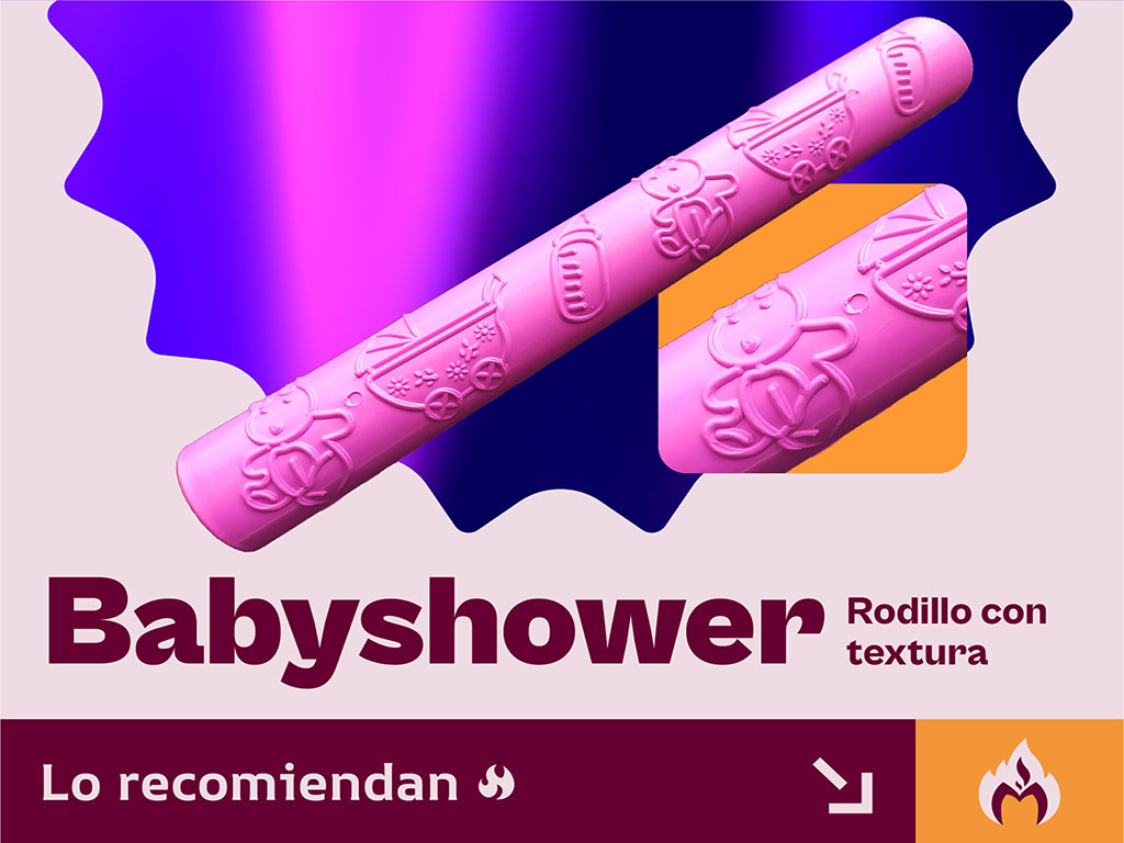 Rodillo Baby coche texturizador de masa fondant flexible marcador