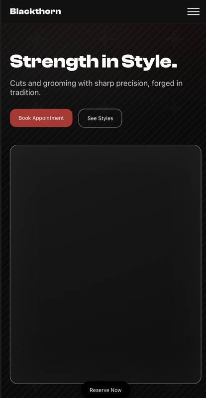 Blackthorn Barbers mobile view