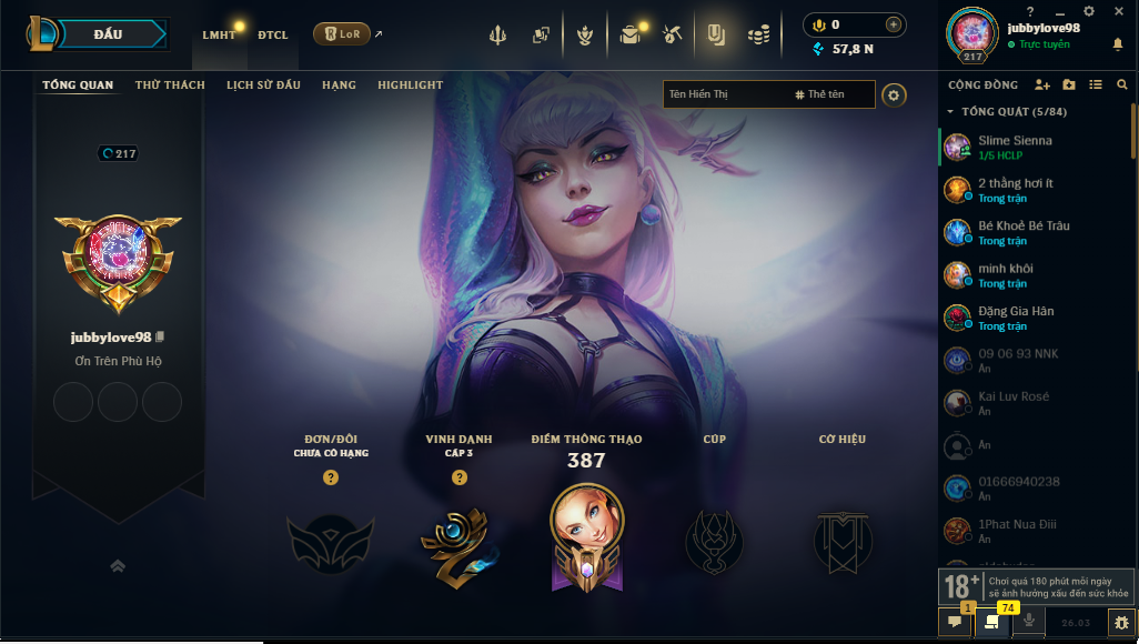 Acc LMHT # - Không Khung